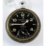 Unusual black faced Ingersoll Ltd pocket watch with magnet on back