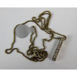 Silver stone set pendant on 18" curb chain