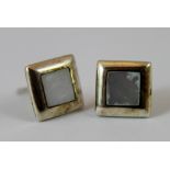 Silver Mother of Pearl square stud earrings