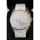 Emporio Armani rose gold white faced multi dial wristwatch