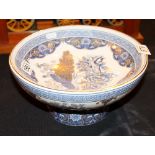 Large ceramic peacock design tazza