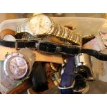 Box of gents and ladies wristwatches