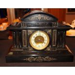 Palladian style 19thC slate mantle 8 day clock.