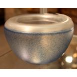 Opaque and blue art glass bowl made by Hothouse Glass signed by Paul Barcroft