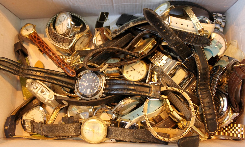 Box of mixed wristwatches