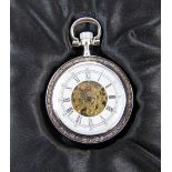 Crown wind pocket watch with skeleton movement