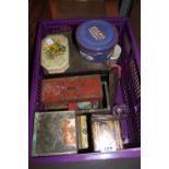 Box of vintage collectable tins