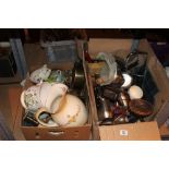 Two boxes of mixed household items
