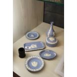 Quantity of Wedgwood powder blue Jasperware plus one other