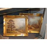 Pair of gilt framed oils on canvas of woodland scenes