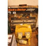 Boxed Black and Decker jobber and a selection of four way sockets