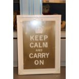 Framed and glazed Keep Calm and Carry On poster