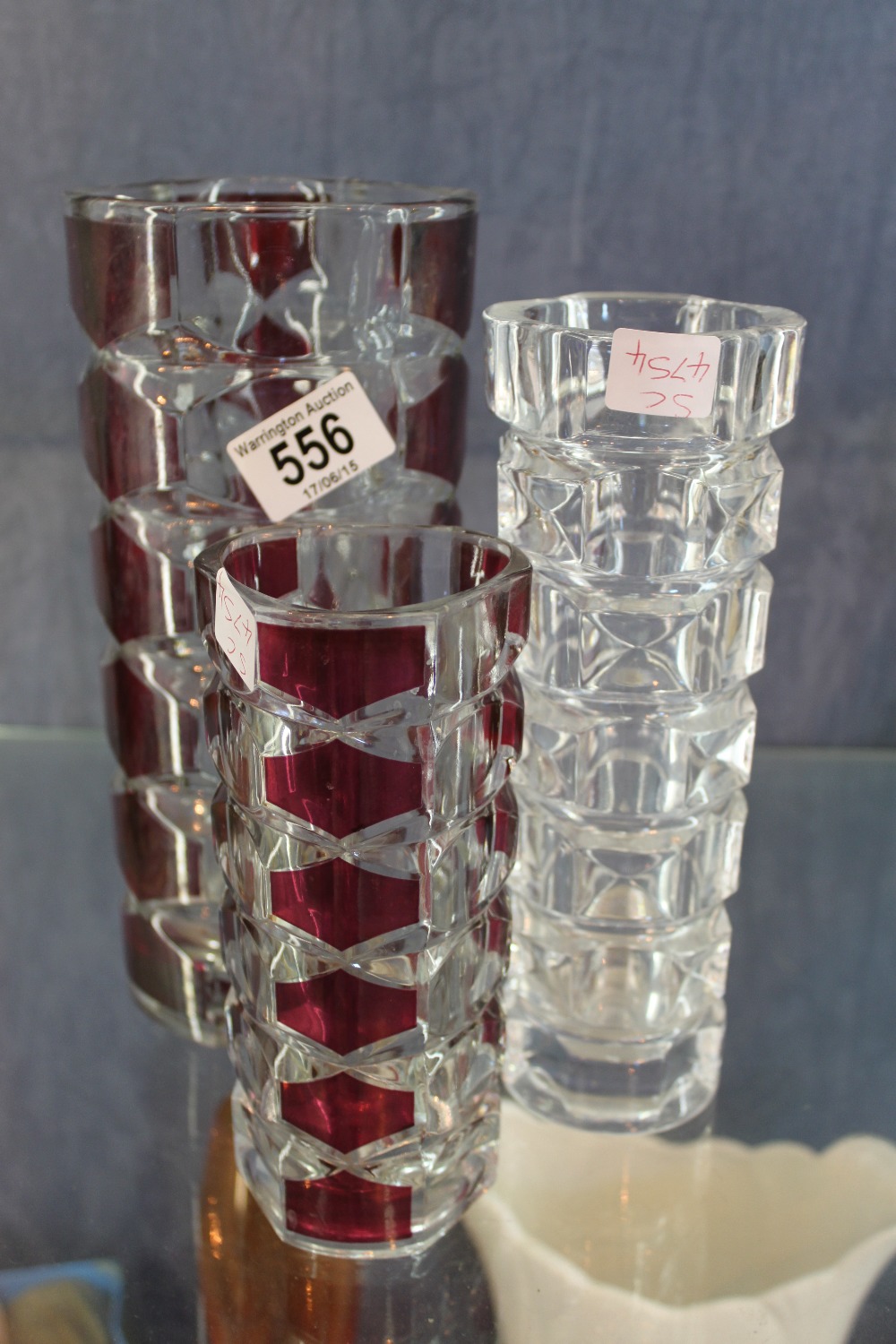 Three decorative glass vases