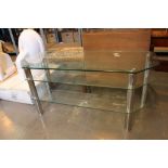 Chrome and glass television table