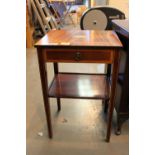 Georgian style mahogany side table with single drawer and inlaid top.
