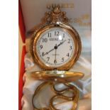 Geneva cased Gold plated Quartz pocket watch