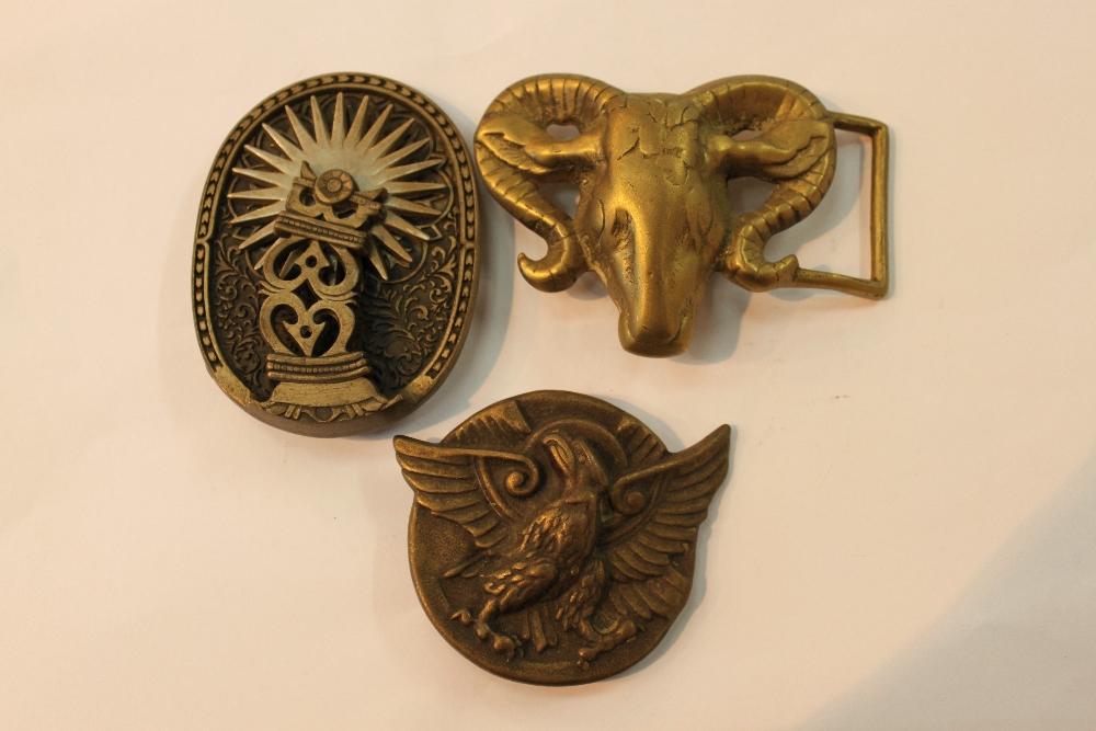 3 Collectable brass belt buckles