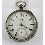 Hallmarked silver open face key wind pocket watch marked Fattorini & Sons Bradford.