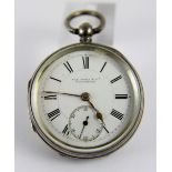 Hallmarked silver open face key wind pocket watch marked Kay Jones &  Co Worcester to face.