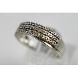 9 ct white gold 0.6 ct three row diamond ring.