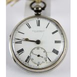 Hallmarked silver open face key wind fusee movement pocket watch with key marked Robt Marshall