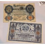 Two foreign bank notes,