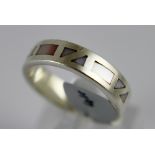 Sterling silver band with mother of pearl inlay