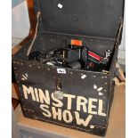 Vintage stage box with camera contents