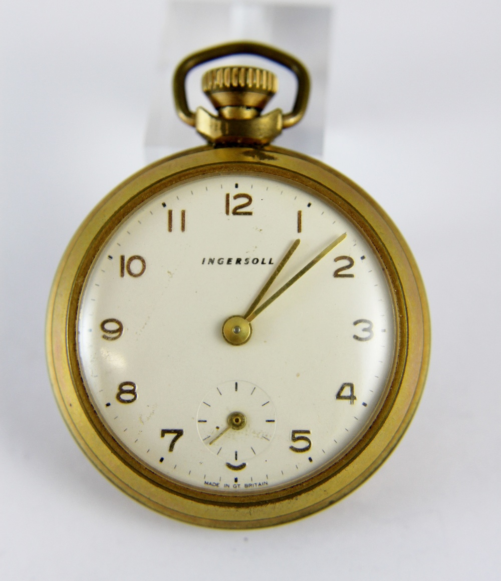 Gold plated crown wind Ingersol pocket watch