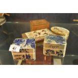 Quantity of ceramic and wooden Oriental style boxes