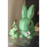 Two Sylvac rabbits, one large,