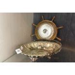 Ships wheel barometer and silver plated items