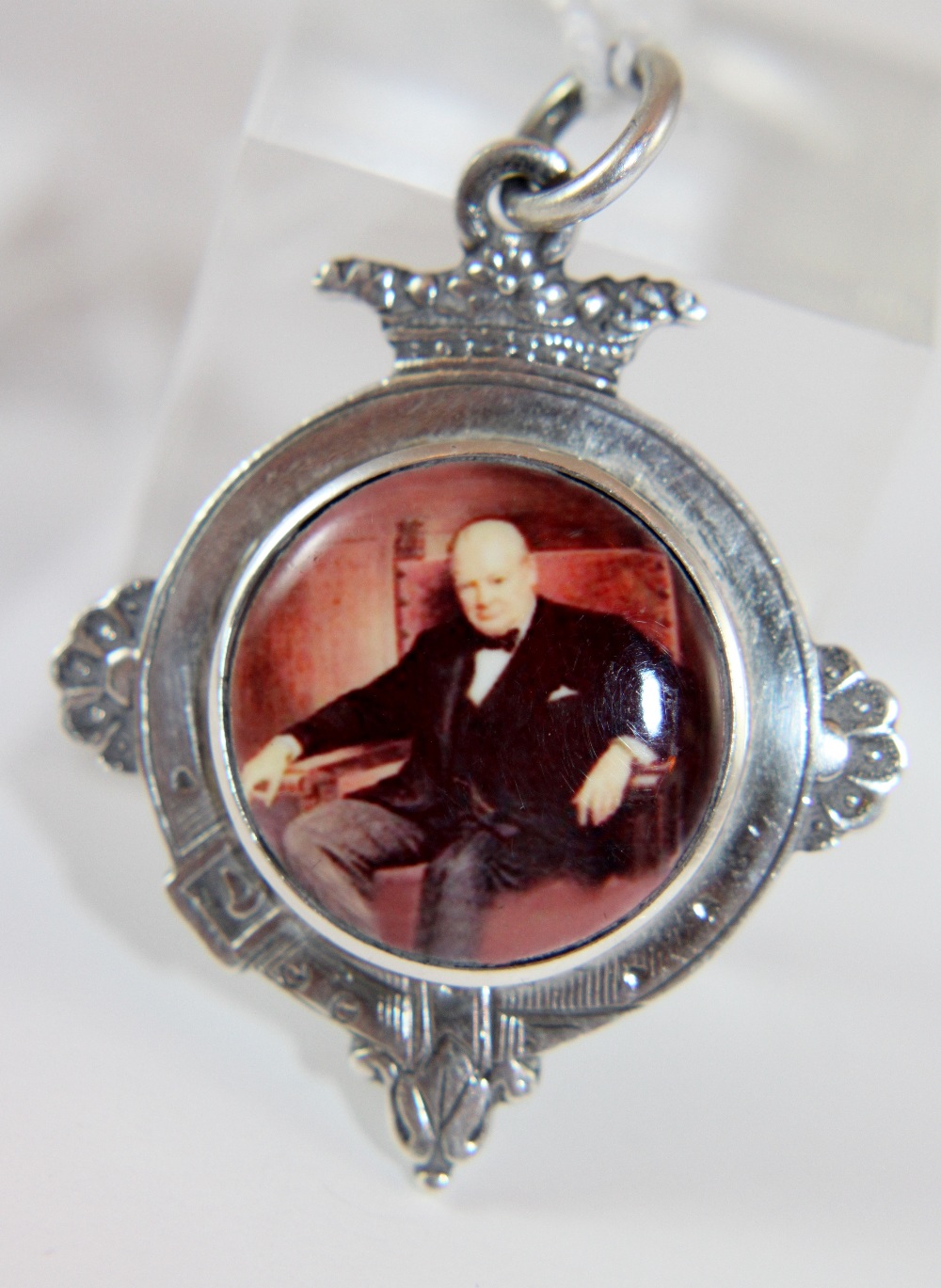 Silver fob featuring Winston Churchill