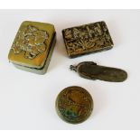 Collection of antique brass pill boxes