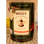 Boxed 1991 commemorative Bells whisky decanter sealed with contents