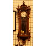 Large walnut veneered Vienna wall clock with enamel dial a/f, signed Cuendet Coutant,