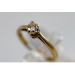 9ct diamond solitaire ring with diamond set collet approximately 0.