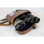 Pair of leather cased Militaire Francaise antique binoculars