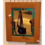 Pine framed mirror with coloured panels 30 x 40 cm