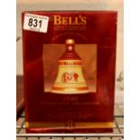 Boxed 1996 commemorative Bells whisky decanter sealed with contents