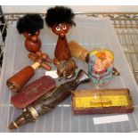 Tray of mixed collectable items including gloves,