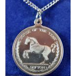 Horse of the year 1982 Sefton silver medal and chain