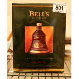 Boxed 1992 commemorative Bells whisky decanter sealed with contents