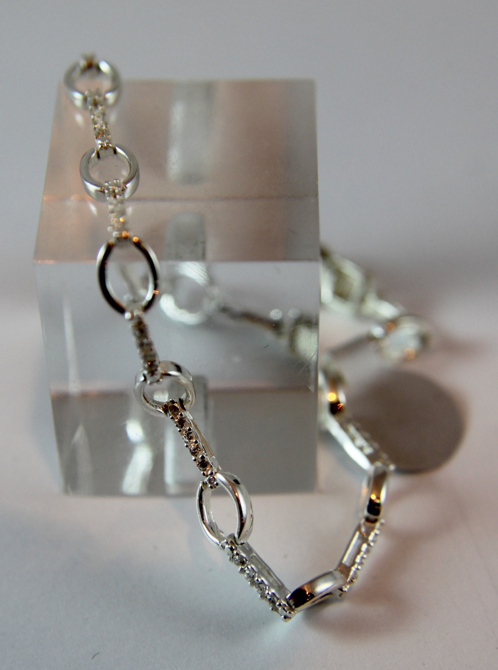 Ladies silver cubic zircona fancy bracelet