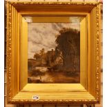 B Taylor oil on board The Valley Farm dated 1912 with gilt plaster frame 29 x 33 cm