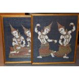 Two eastern printed pictures on silk