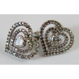 18ct white gold fancy stone set heart shaped studs