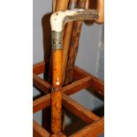 White metal and antler handled walking stick