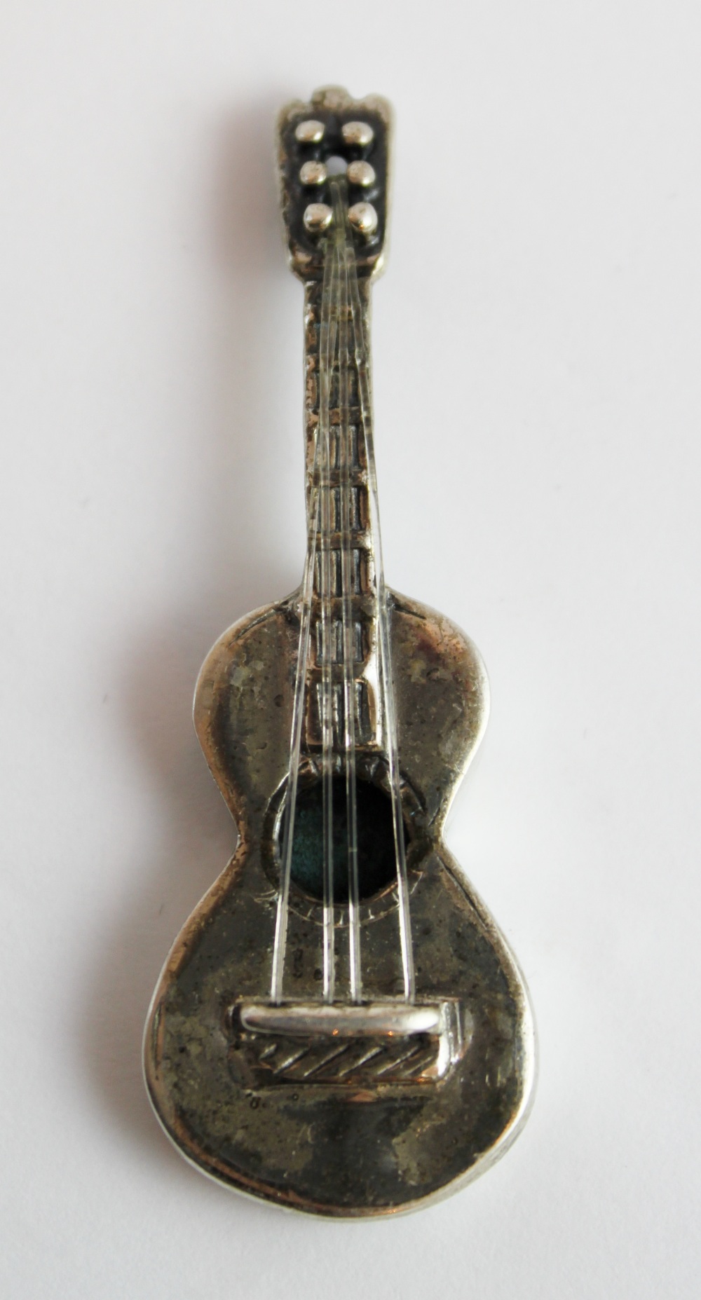 Sterling silver miniature guitar approximately 55mm long