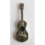 Sterling silver miniature guitar approximately 55mm long